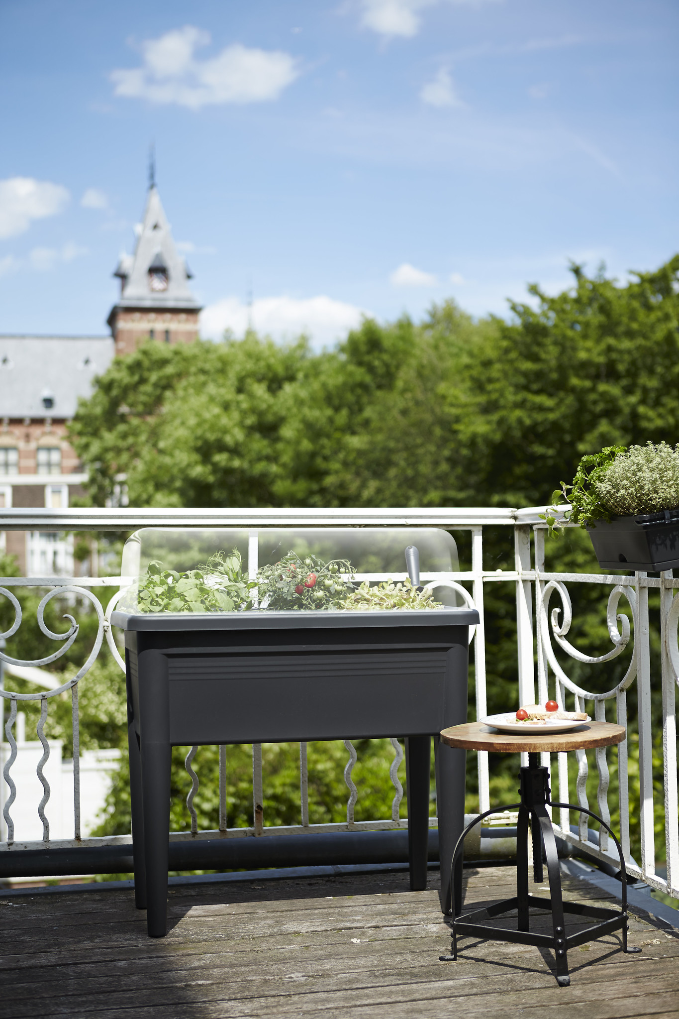 Georgina Ingham | Culinary Travels Photograph Elho Grow Table on a Balcony. Culinary Travels Giveaway